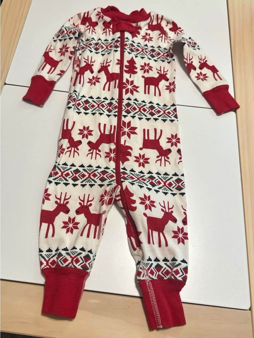 Hanna Andersson Holiday Christmas Fair Isle Reindeer Romper Pjs 12-18m